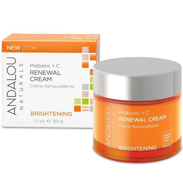 Andalou Naturals Brightening Renewal Cream Probiotic +C 50g Face Moisturizer at Village Vitamin Store
