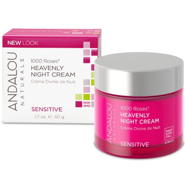 Andalou Naturals Sensitive Skin 1000 Roses Heavenly Night Cream 50ml Face Moisturizer at Village Vitamin Store