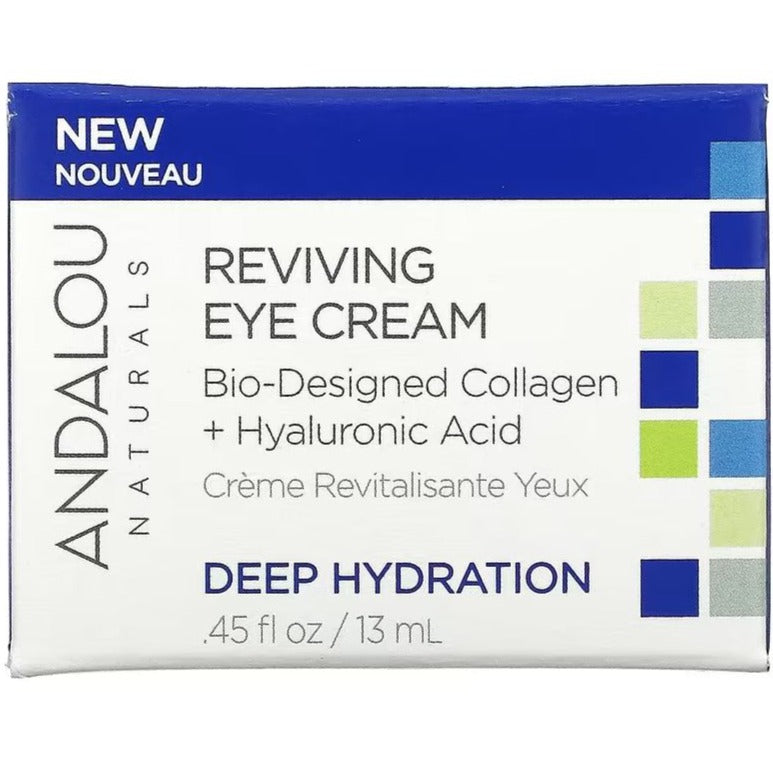 Andalou Naturals, Reviving Eye Cream, Bio-Designed Collagen + Hyaluronic Acid, 0.45 fl oz (13 ml) Face Moisturizer at Village Vitamin Store
