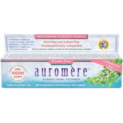 Flora Auromere Toothpaste Cardamom Fennel SLS Free 75mL Toothpaste at Village Vitamin Store
