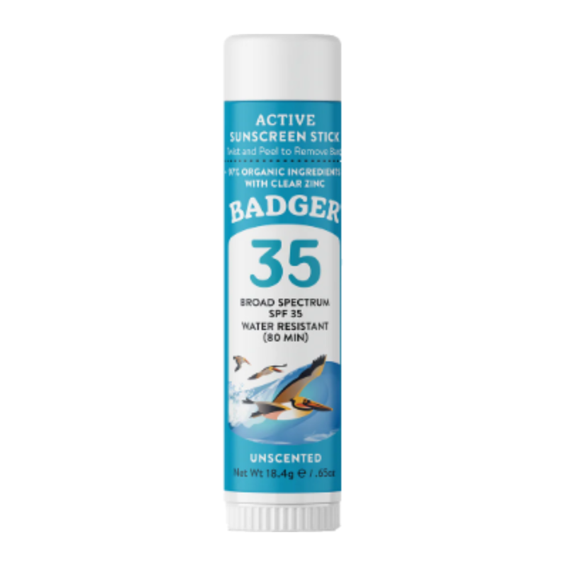 Badger Active Mineral Sunscreen Face Stick SPF35 (Unscented) - 18g