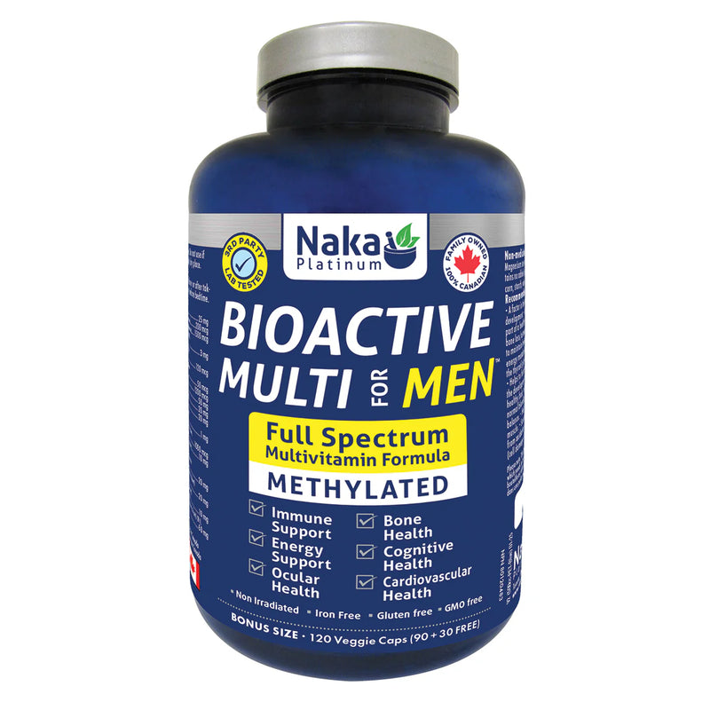Naka Bioactive Multi For Men Methylated Full Spectrum Multivitamins Bonus Size (90+30 Veggie Caps)