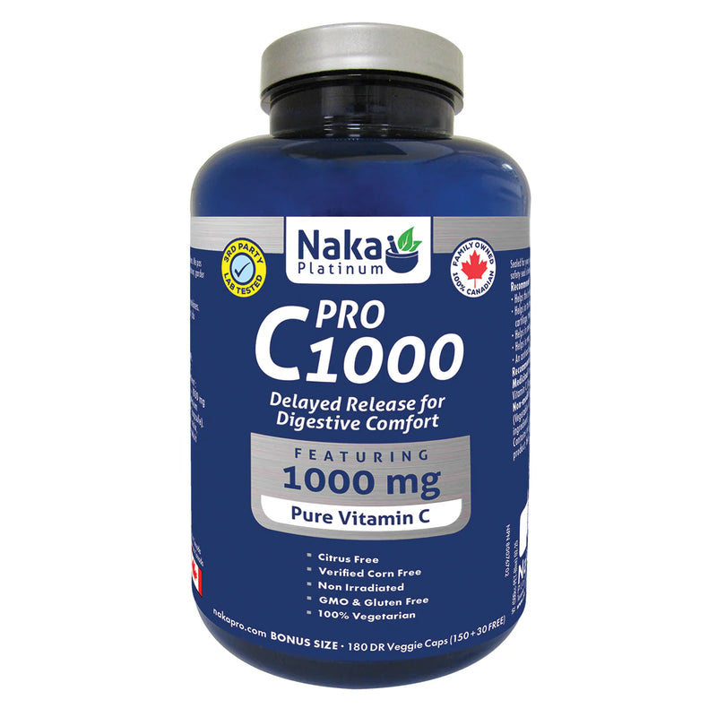 Naka Platinum PRO C1000 Delayed Release 180 Veggie Caps(150+30Free)