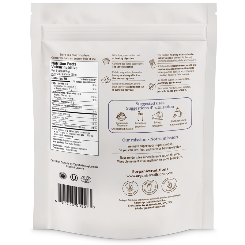 Organic Traditions Cacao Powder 227G