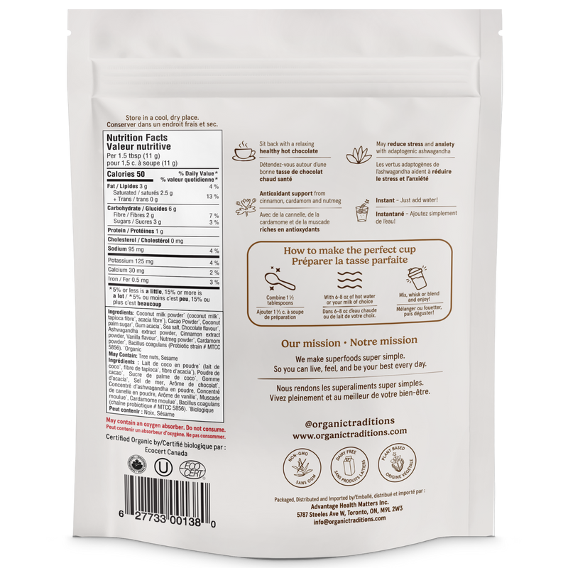 Organic Traditions Chocolate Latte 150g