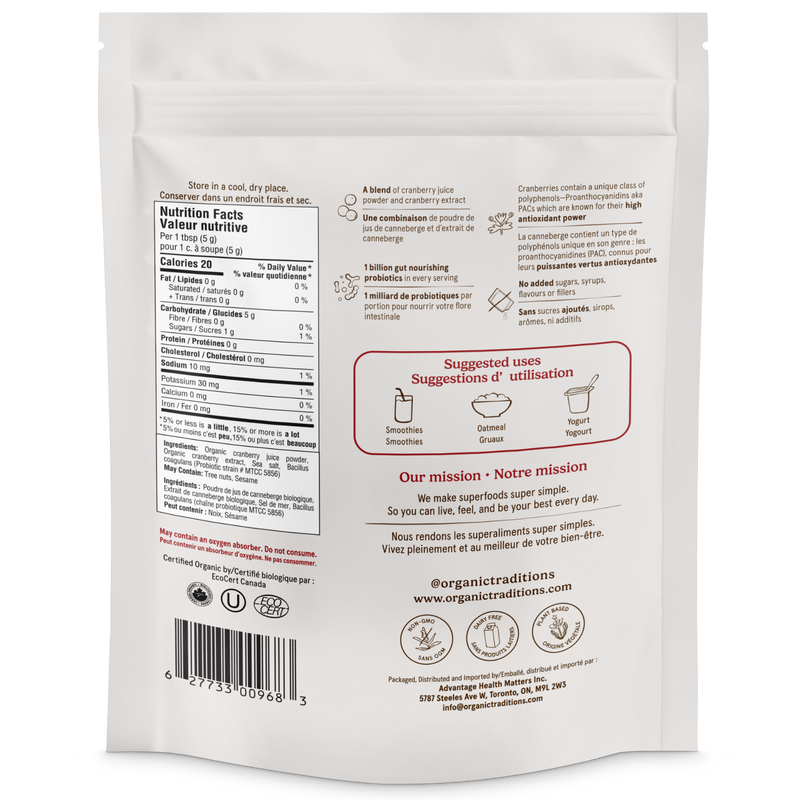 Organic Traditions Daily Cranberry + 100g