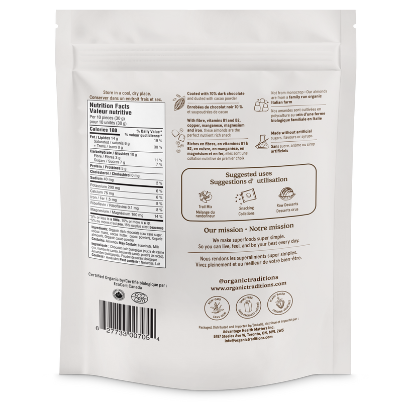 Organic Traditions Dark Chocolate Covered Almonds 227g