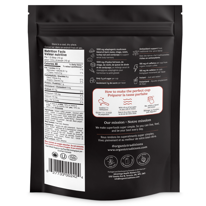 Organic Traditions Dirty Chai Mushroom Coffee 100g