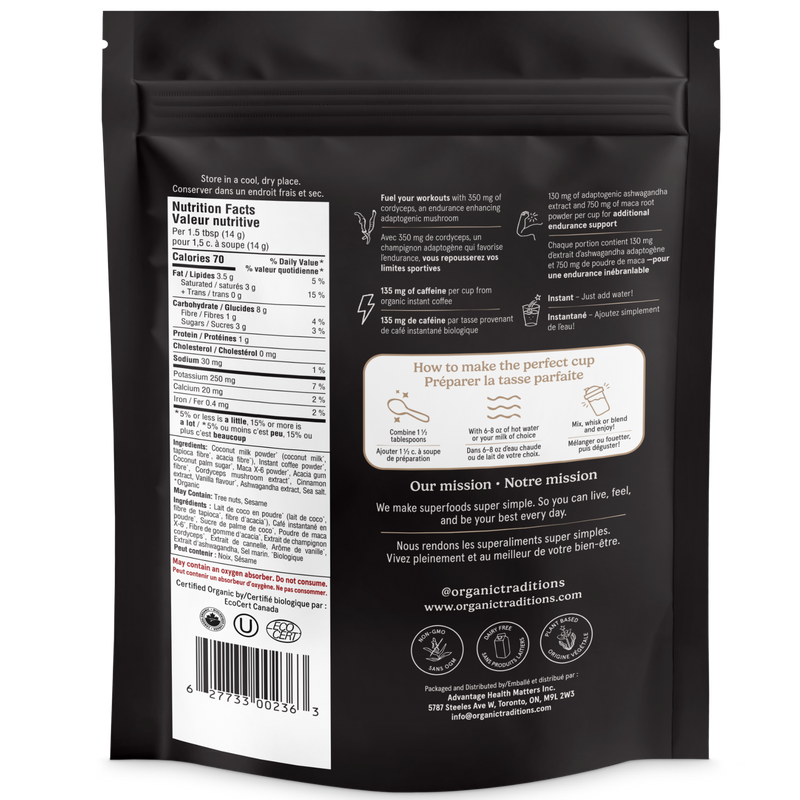 Organic Traditions Endurance Fuel Mushroom Coffee 140g