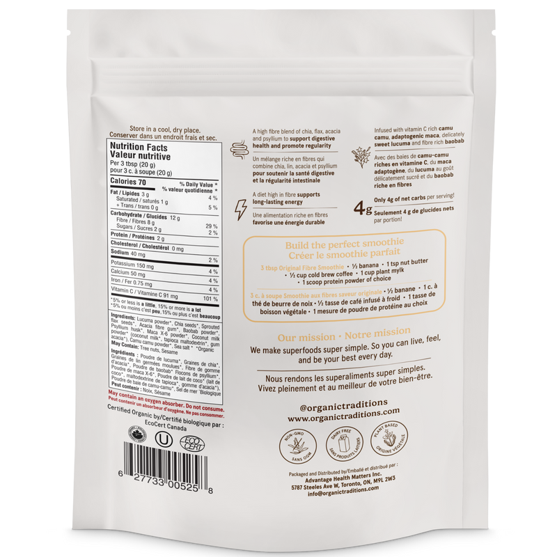Organic Traditions Fibre Smoothie Original 300g