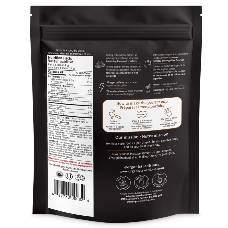Organic Traditions Focus Fuel Mushroom Coffee 140g