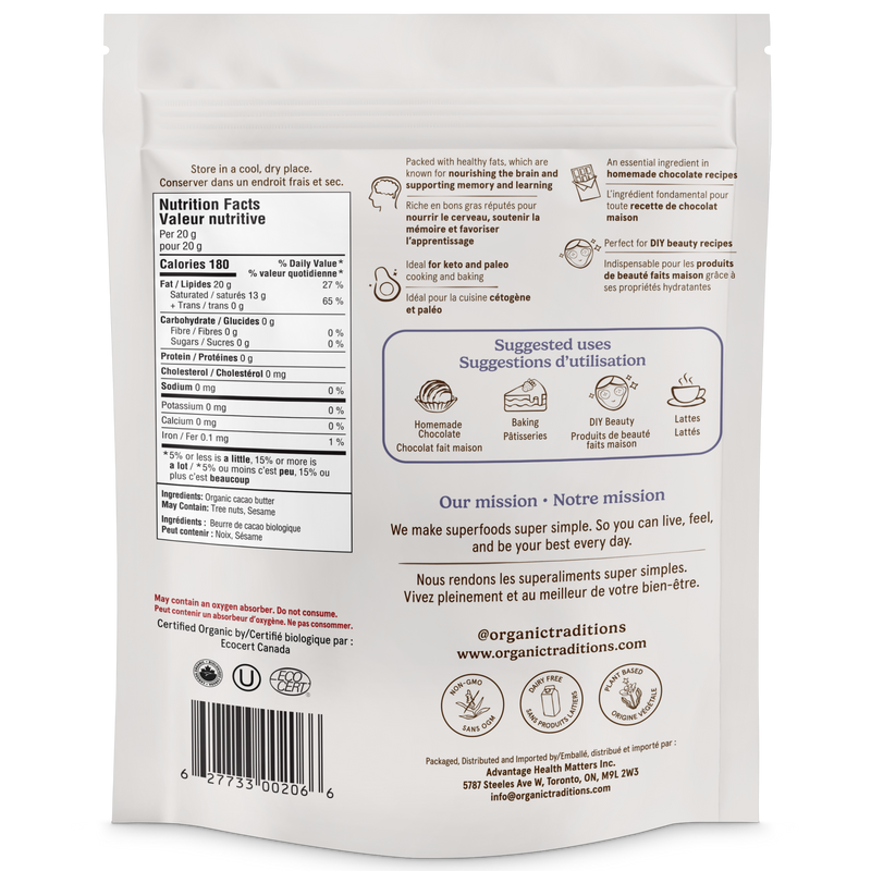 Organic traditions Cacao Butter 454g