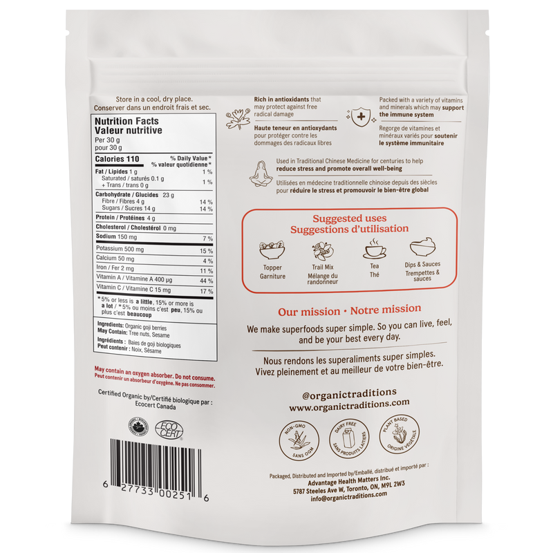 Organic Traditions Organic Goji Berries 454g