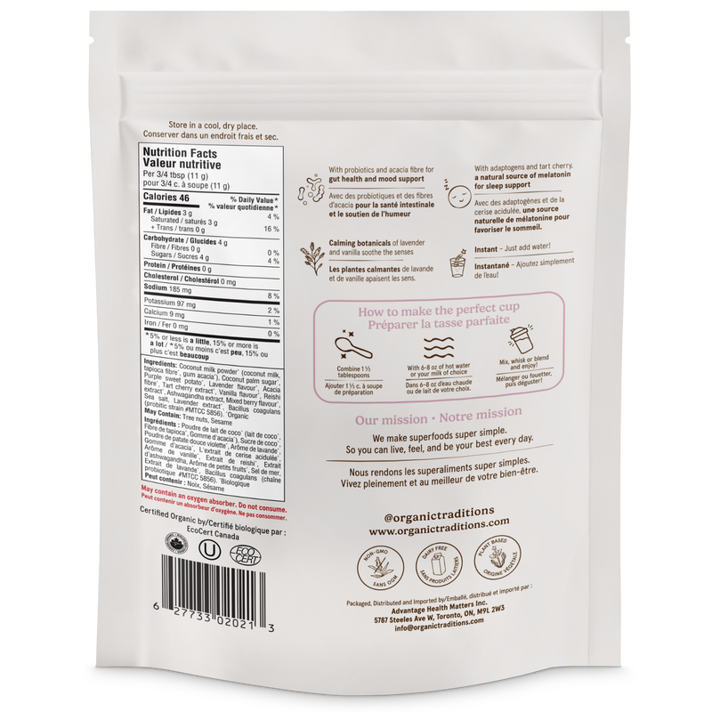 Organic Traditions,  Lavender Latte 150g 13 Servings