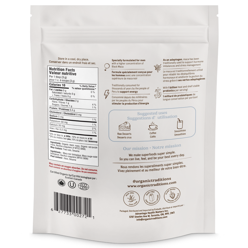 Organic Traditions Maca for Men with Probiotics 150g