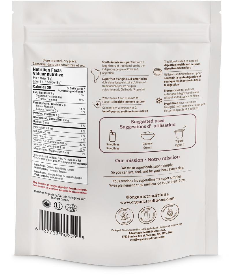 Organic traditions Organic Freeze Dried Maqui Berry Powder 100g