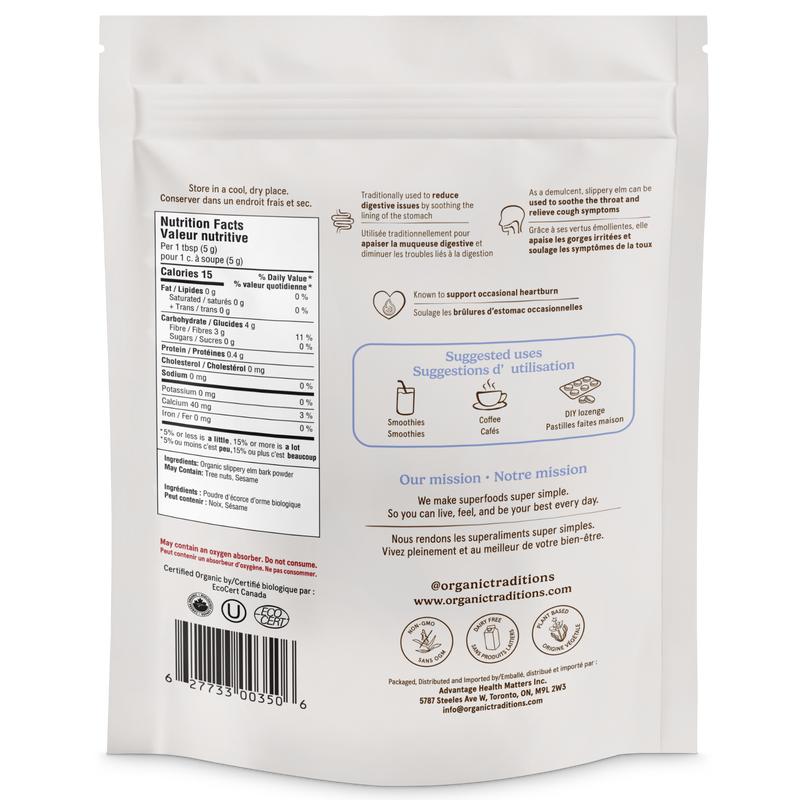 Organic Traditions Organic Slippery Elm Bark Powder 200g