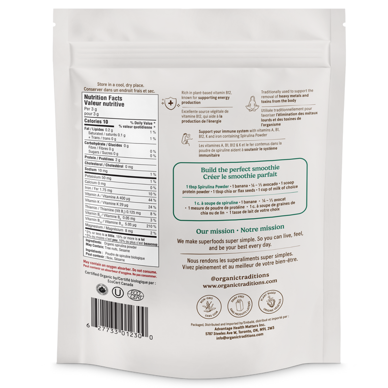 Organic Traditions Organic Spirulina Powder 150g