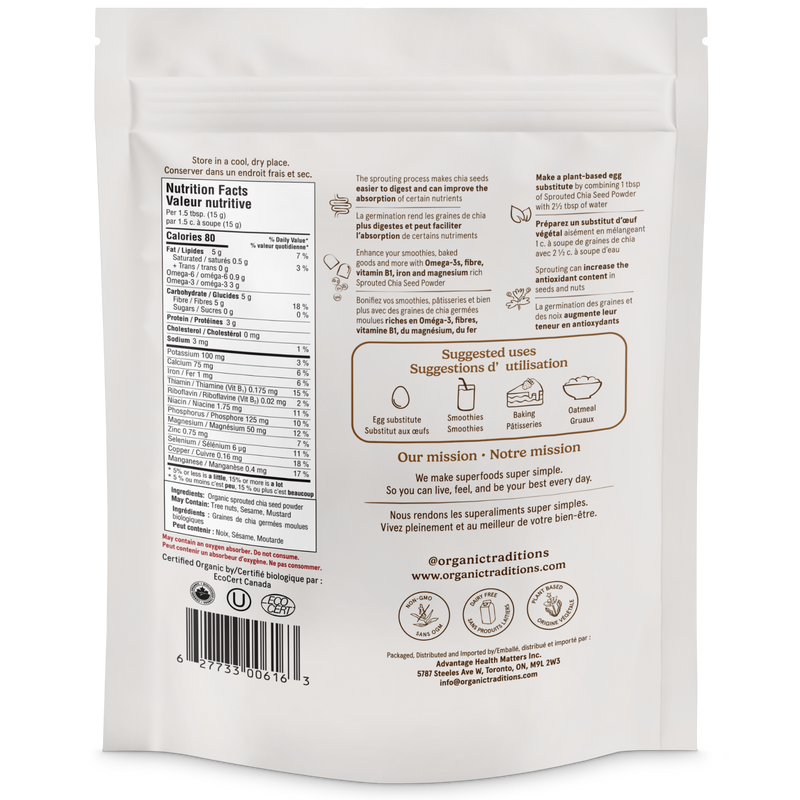 Organic Traditions Organic Sprouted Chia Seed Powder 227g