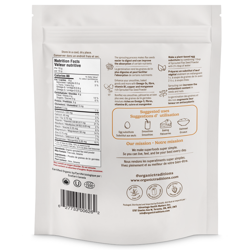 Organic Traditions Organic Sprouted Flax Seed Powder 227g