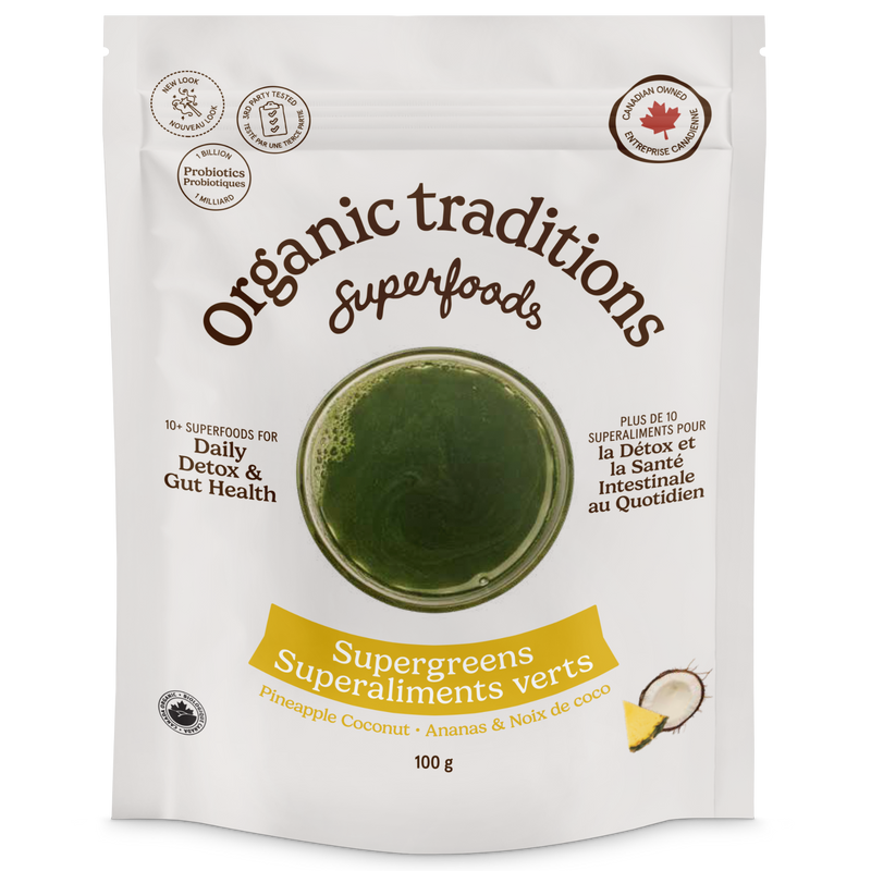 Organic Traditions Supergreens Pineapple Coconut 100g