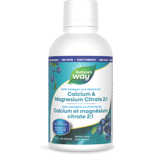 Nature's Way Calcium & Magnesium Citrate 2:1 Blueberry 500mL with Collagen & K2