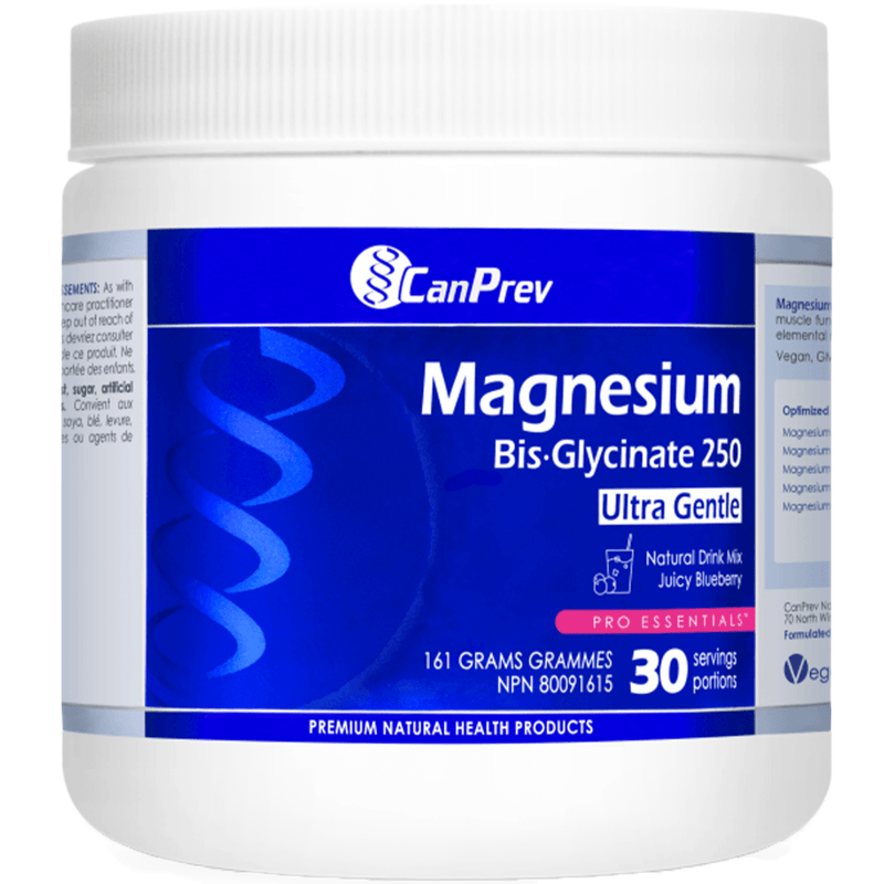 CanPrev Magnesium Bis-Glycinate 250 Ultra Gentle Drink Mix Juicy Blueberry 30 Servings Minerals - Magnesium at Village Vitamin Store
