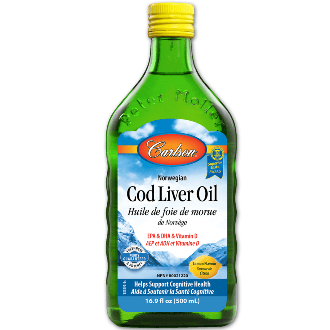 Carlson Norwegian Cod Liver Oil 500ml Lemon Supplements - EFAs at Village Vitamin Store