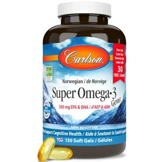 Carlson Norweigian Super Omega-3 130 Soft Gels Supplements - EFAs at Village Vitamin Store
