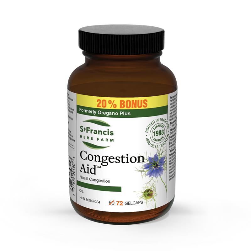 St. Francis Congestion Aid 72 Gelcaps (Formerly Oregano Plus) Bonus Pack