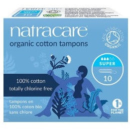 NatraCare Cotton Tampons (Super Non-Applicator) - 10 Tampons
