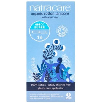 NatraCare Cotton Tampons (Super With Applicator) - 16 Tampons