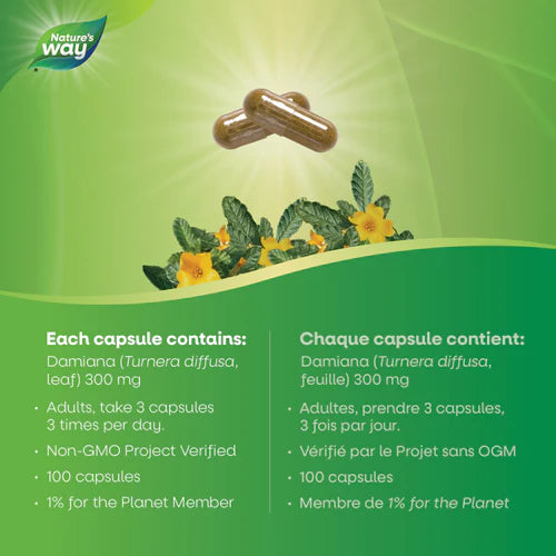Nature's Way Damiana Leaves 400mg 100 Capsules