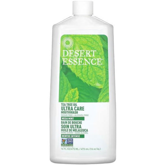 Desert Essence Mouthwash Ultra Care Tea Tree Oil Mega Mint 474mL Oral Care at Village Vitamin Store