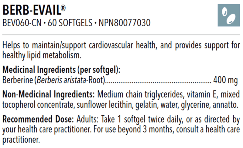 Designs for Health Berb-Evail 60 Softgels Supplements - Blood Sugar at Village Vitamin Store