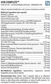 Designs for Health HSN Complete 120 Capsules Supplements at Village Vitamin Store