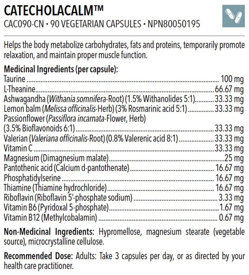 Designs for Health CatecholaCalm 90 Veg Capsules Supplements - Stress at Village Vitamin Store