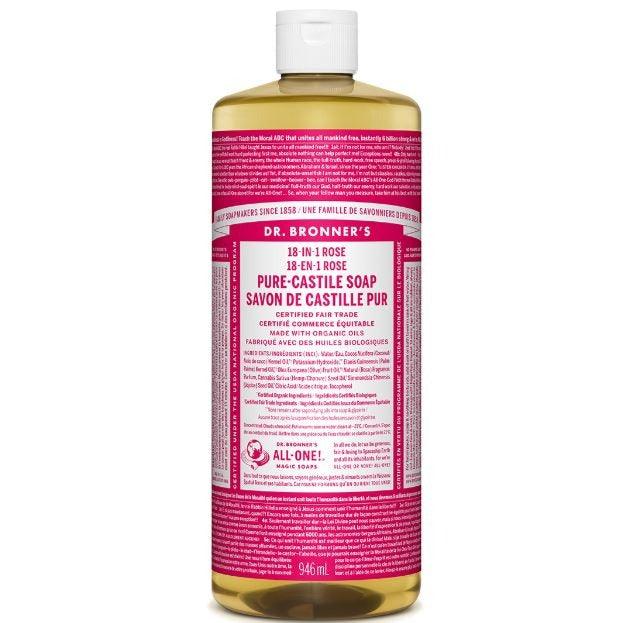 Dr. Bronner's 18-In-1 Pure-Castile Liquid Soap Rose 946mL Soap & Gel at Village Vitamin Store