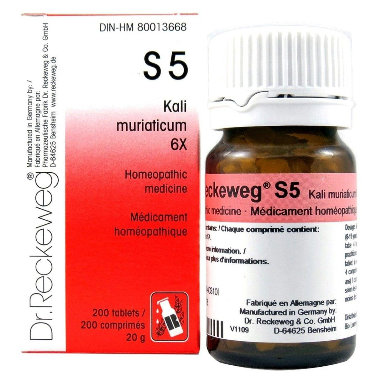 Dr. Reckeweg S5 6X Kali Muriaticum 200 Tabs Homeopathic at Village Vitamin Store