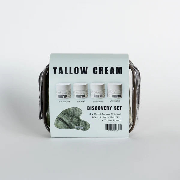 Allfat Tallow Cream 6 Piece Discovery Set 4x10 ml with Jade Gua Sha
