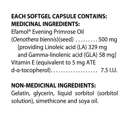 Flora Efamol Evening Primrose Oil 500MG 180 Caps (previously Beautiful-Skin)
