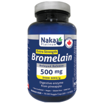 Naka Extra Strength Bromelain 500mg - 75 V-Caps Supplements - Digestive Enzymes at Village Vitamin Store