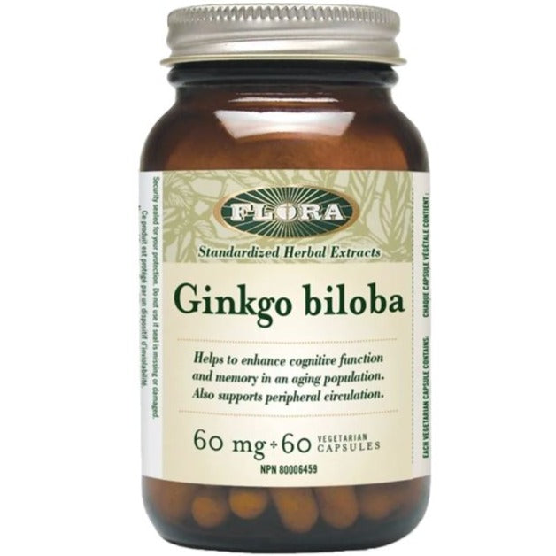 Flora Ginkgo Biloba 60 Veggie Caps Supplements - Cognitive Health at Village Vitamin Store