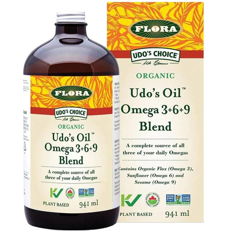 Flora Organic Udo's Oil Omega 3+6+9 Blend 941mL Supplements - EFAs at Village Vitamin Store