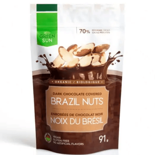 Green Sun Organic Vegan Dark Chocolate Covered Brazil Nuts Food Items at Village Vitamin Store