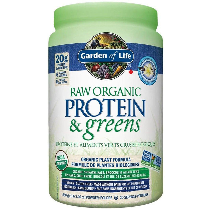 Garden of Life Raw Organic Protein & Greens Vanilla 550g Supplements - Protein at Village Vitamin Store