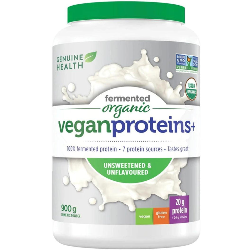 Genuine Health Fermented Organic Vegan Proteins+ Unflavoured 900g Supplements - Protein at Village Vitamin Store