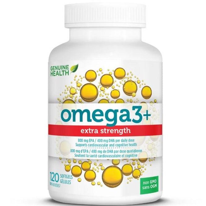 Genuine Health Omega3+ Extra Strength 120 Softgels Supplements - EFAs at Village Vitamin Store