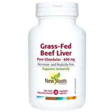 New Roots Grass-Fed Beef Liver 600mg 30 Veggie Caps Supplements - Immune Health at Village Vitamin Store