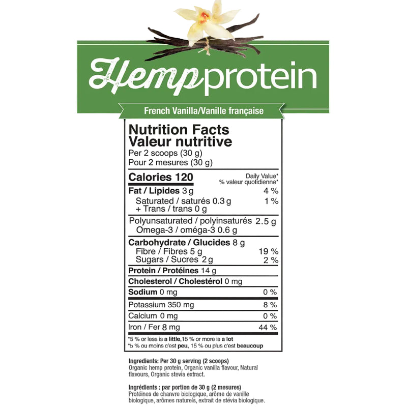 Prairie Naturals Organic Hemp Protein French Vanilla 400g